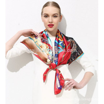 Silk satin square lady scarf